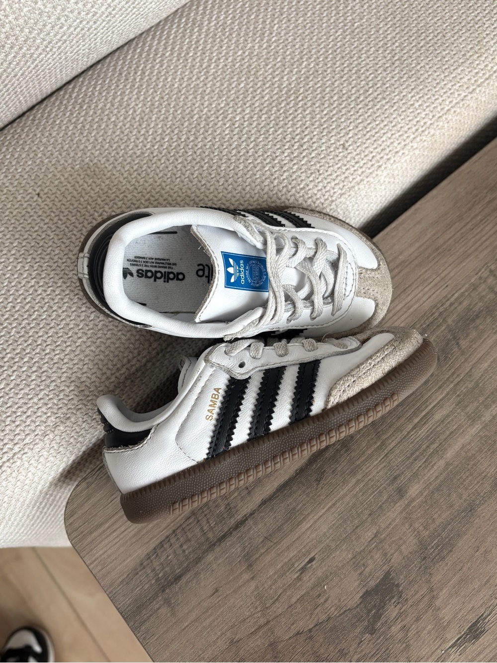 Adidas Samba White with Black Stripes and Gum Sole